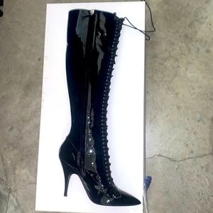 Moschino Black Patent Heeled Boots